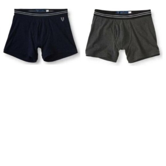 Mens Boxer Briefs Underwear Small Prince & Fox by Aeropostale 2 Pr Gray & Black - Picture 1 of 7
